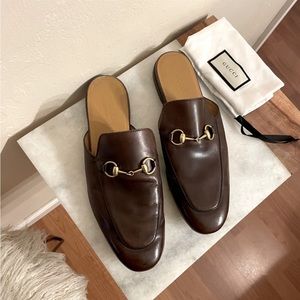 GUCCI Princetown Brown Leather Horsebit Loafer Mule Men’s Size 8.5